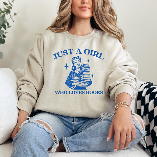 Just a girl who loves books graphic crewneck sweater