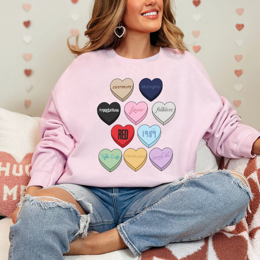 Swiftie candy heart ladies crewneck sweater