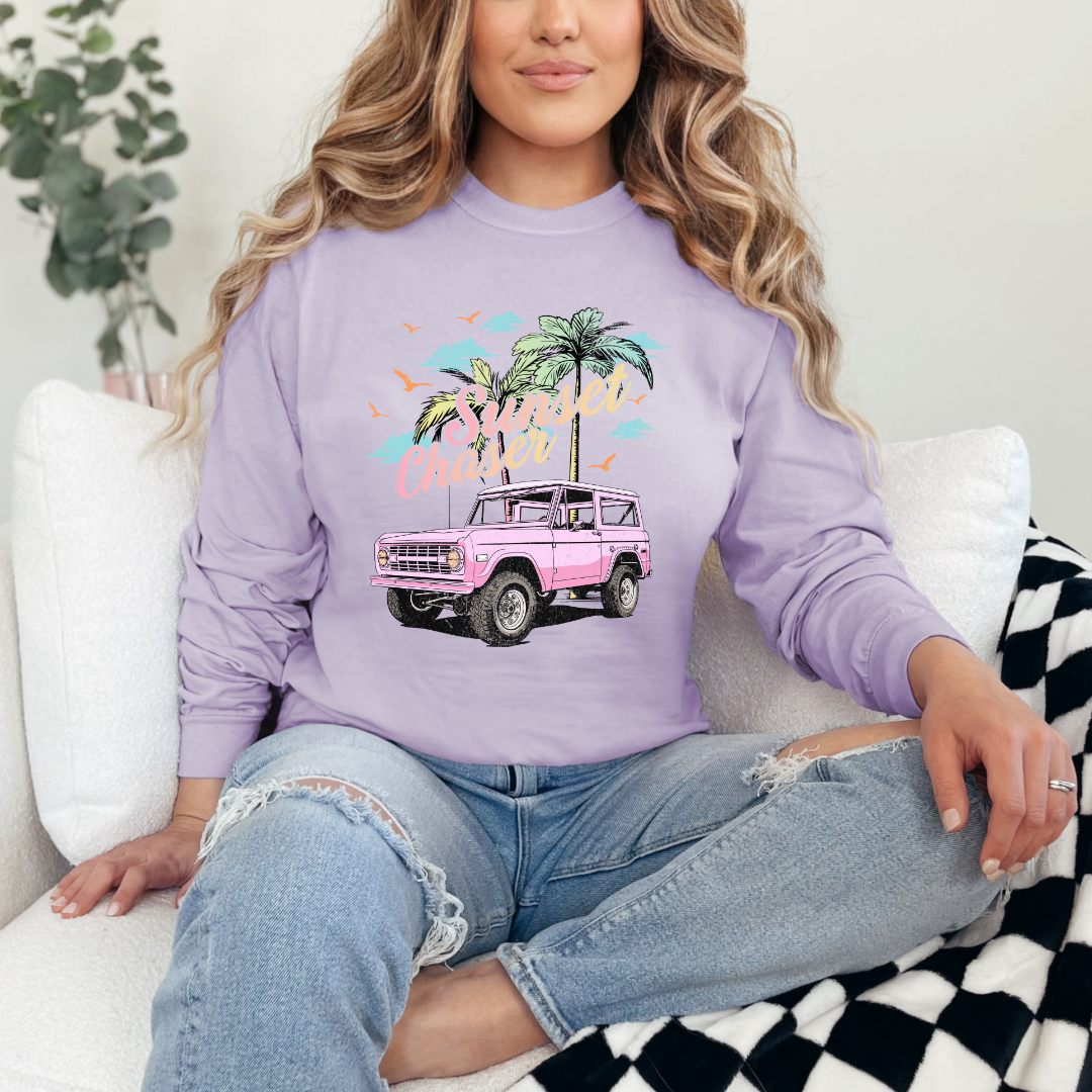 Vintage truck graphic ladies crewneck sweater