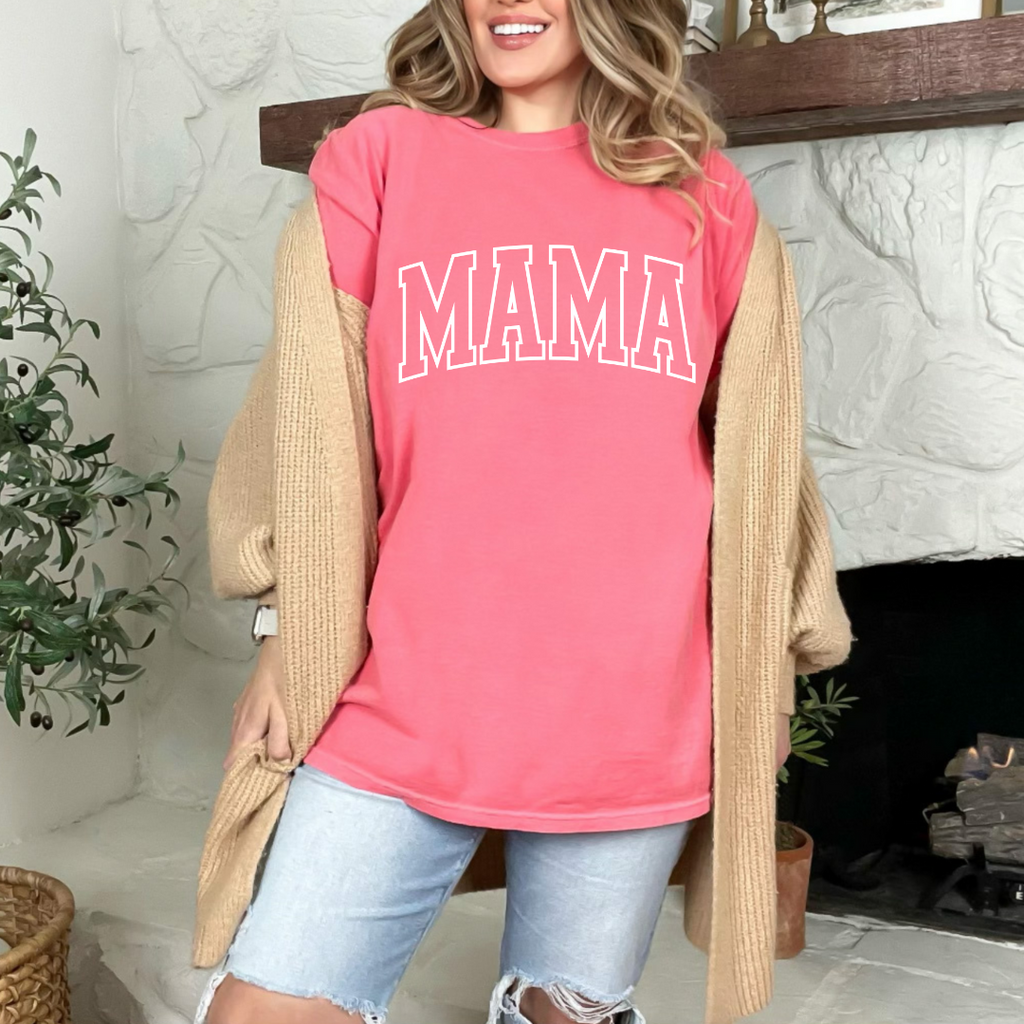 MAMA Varsity Style Puff Graphic Ladies T-Shirt