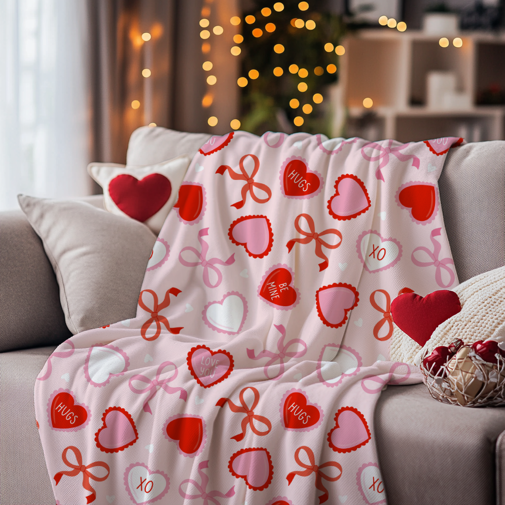 Valentines Bows Minky Blanket | Birdie & Bee