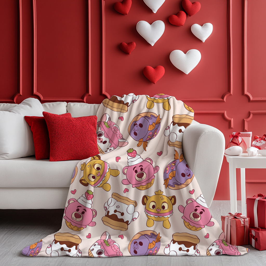 Valentines Character Treats Minky Blanket | Birdie & Bee
