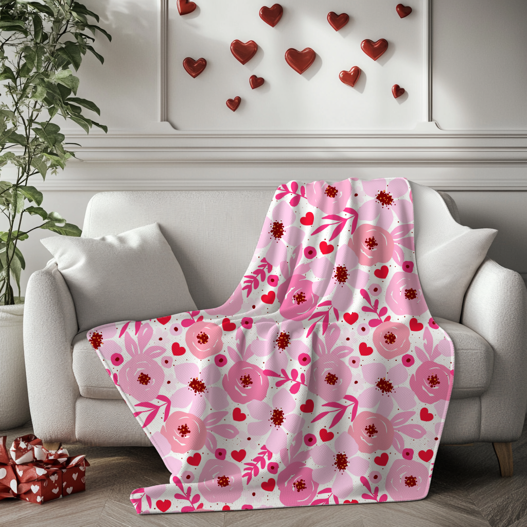 Valentines Flowers Minky Blanket | Birdie & Bee