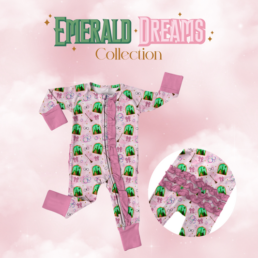 Emerald Dreams Collection Little Zips Bamboo Ruffle pajama PREORDER