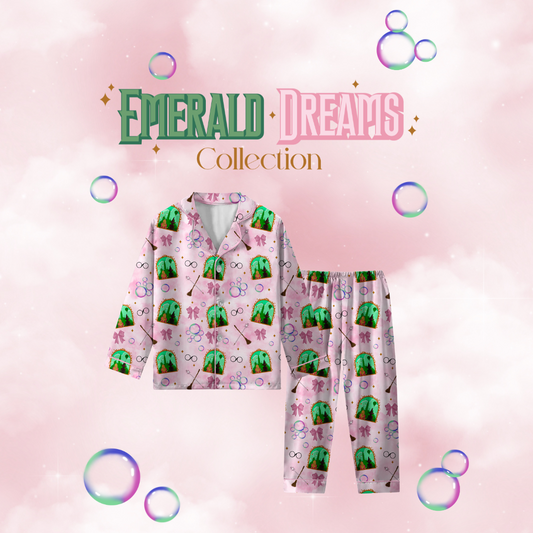 Emerald Dreams Collab with Jingle Little Beans collection women's bamboo Pajama Set, button down long sleeve and pant set (PREORDER)