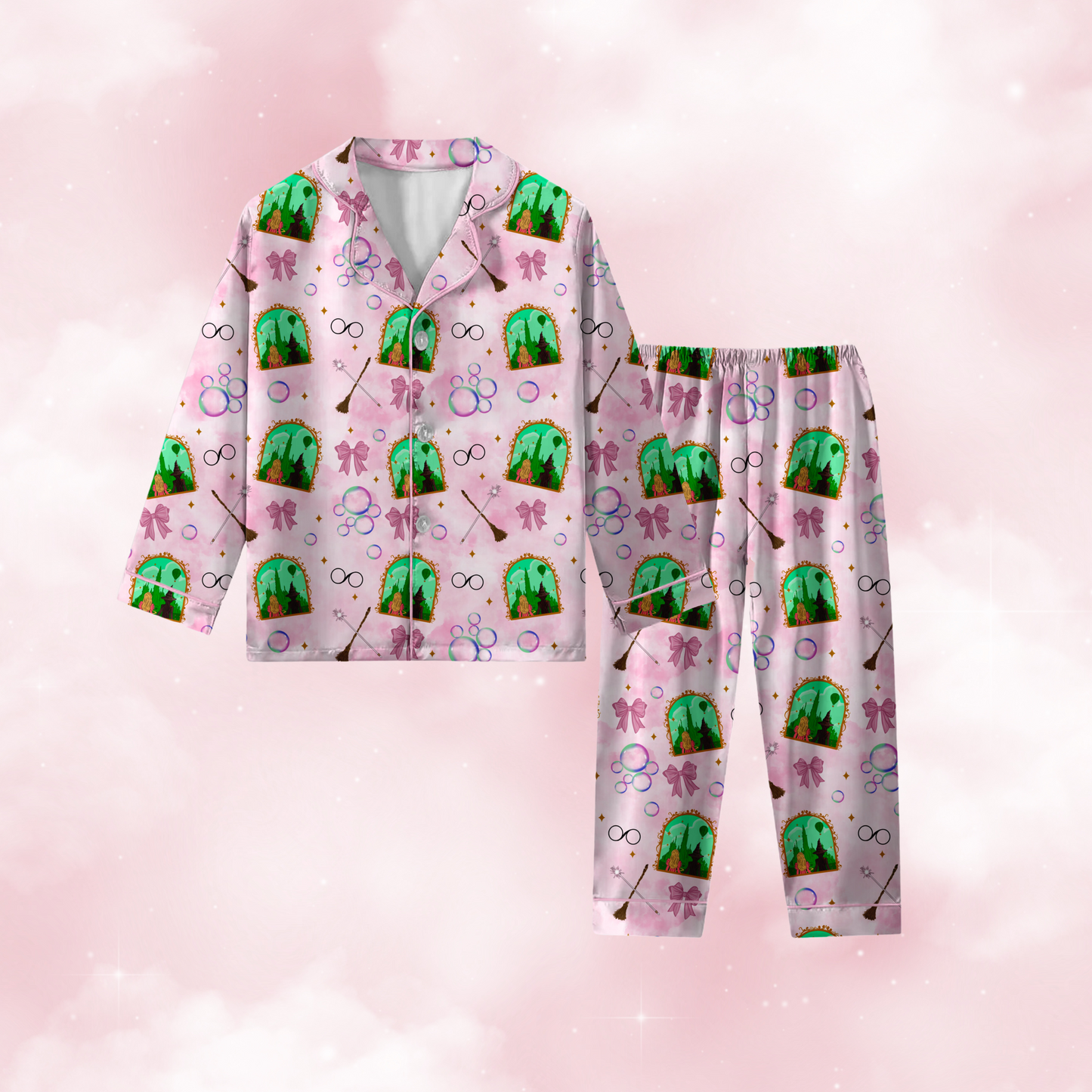 Emerald Dreams Collab with Jingle Little Beans collection women's bamboo Pajama Set, button down long sleeve and pant set (PREORDER)