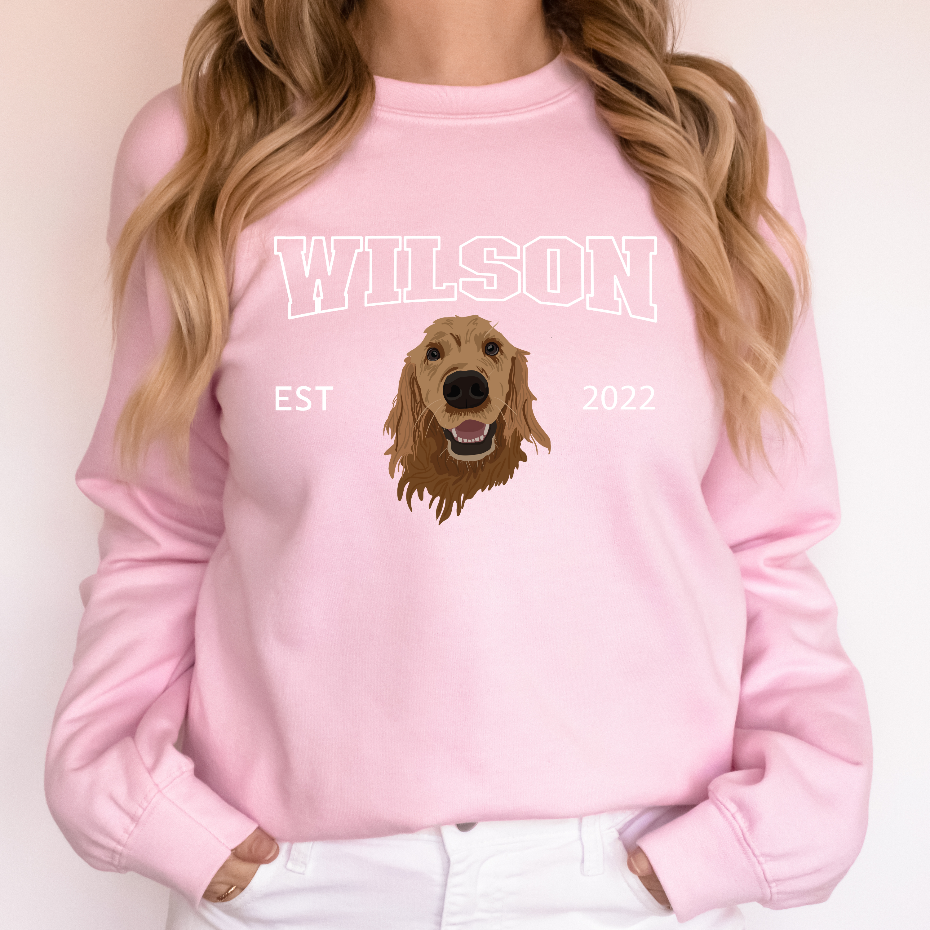 *CUSTOM* Pet Portrait Graphic Varsity Style Adult Crewneck Sweater
