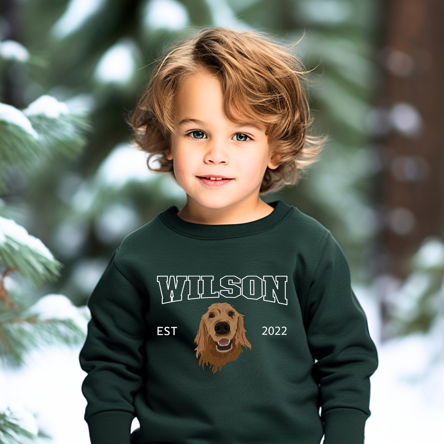 Custom Pet Portrait graphic Kids crewneck Sweater