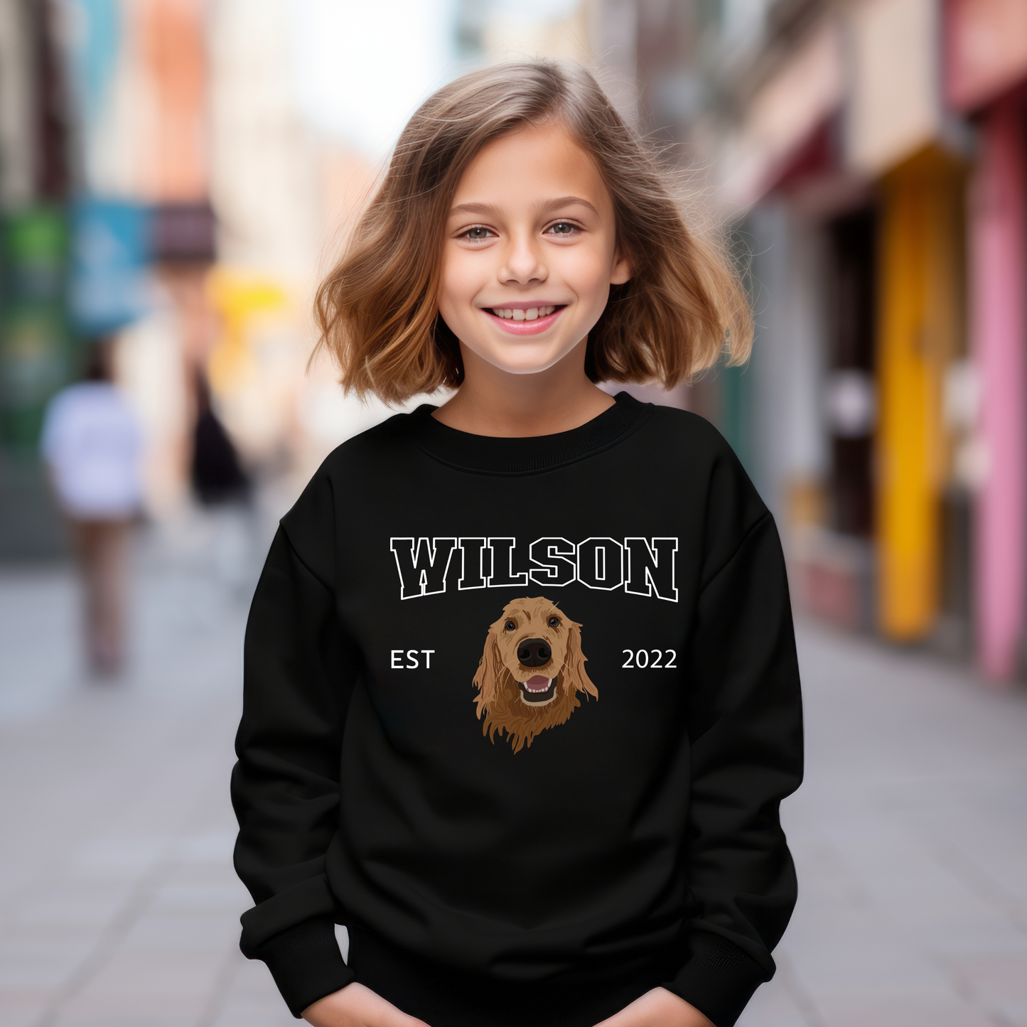 Custom Pet Portrait graphic Kids crewneck Sweater