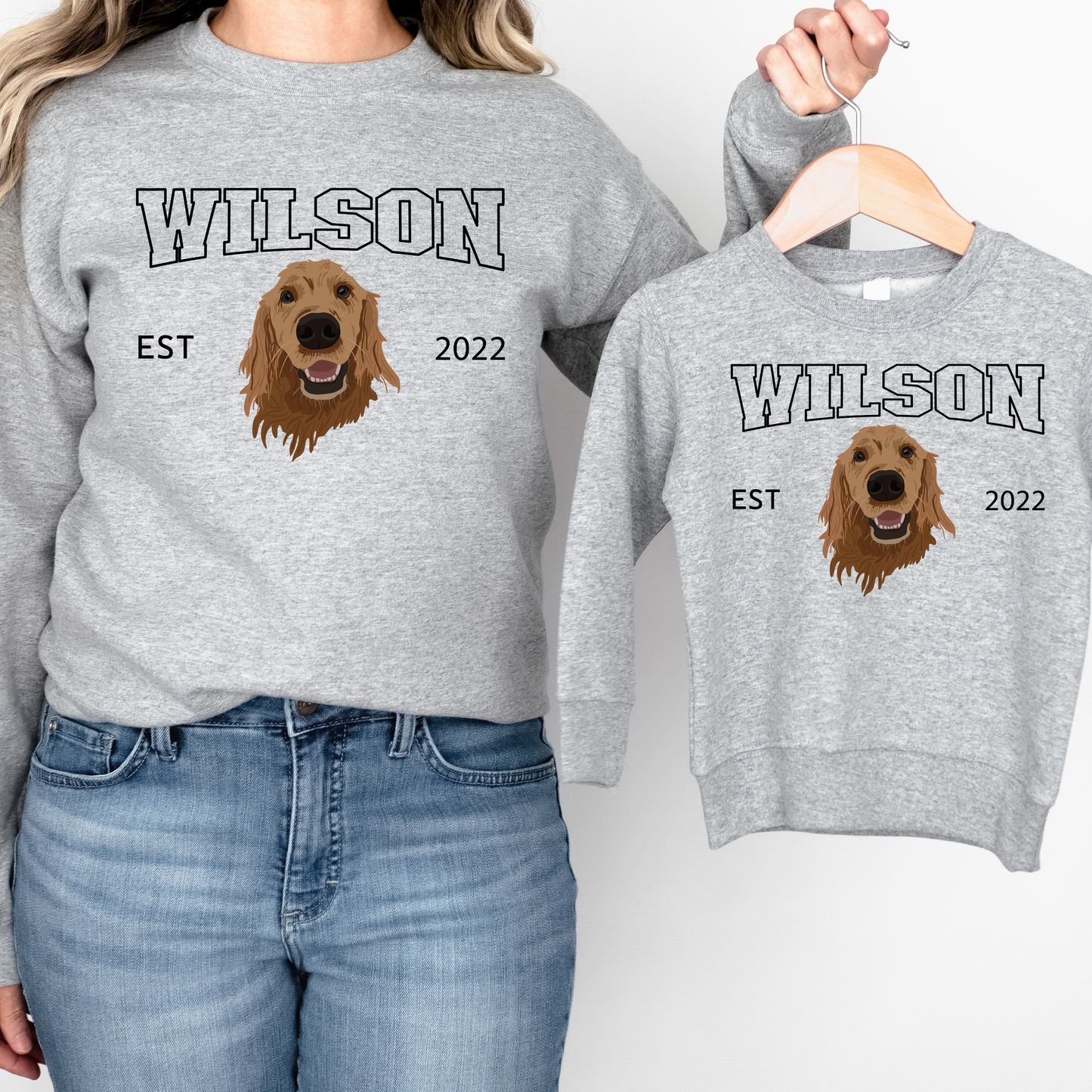 Custom Pet Portrait graphic Kids crewneck Sweater