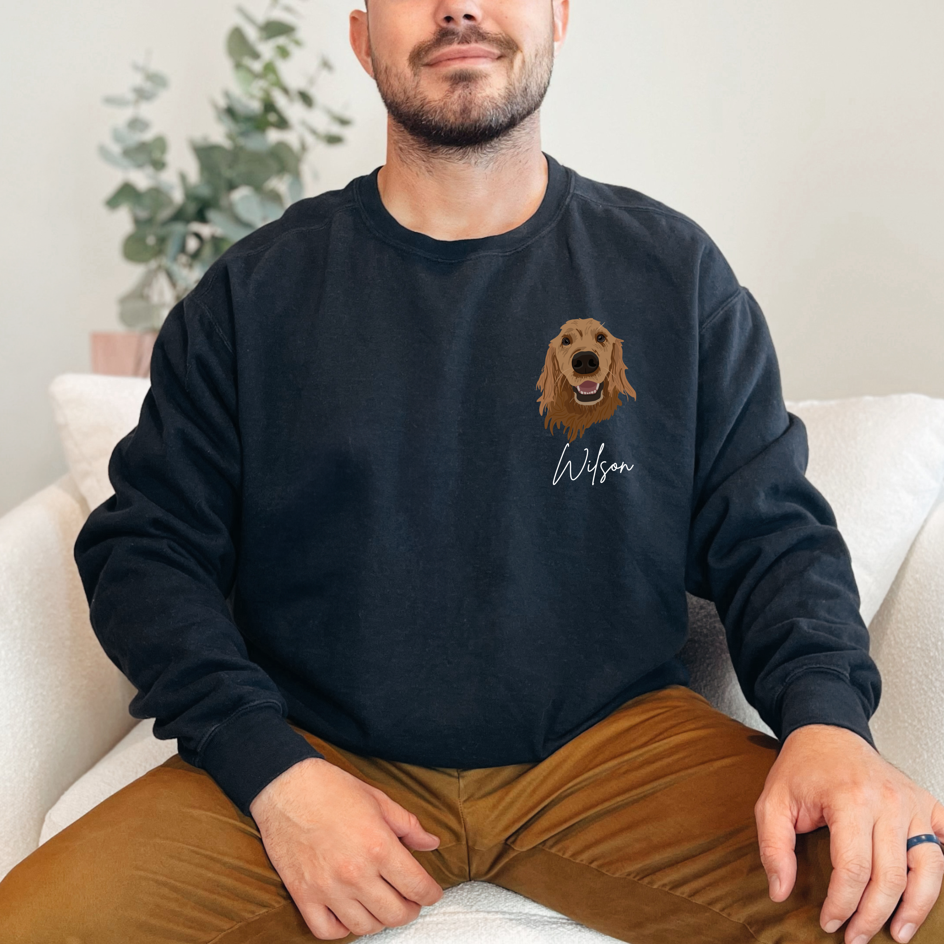 *CUSTOM* Pet Portrait Graphic with Left Pocket Placement Adult Crewneck Sweater