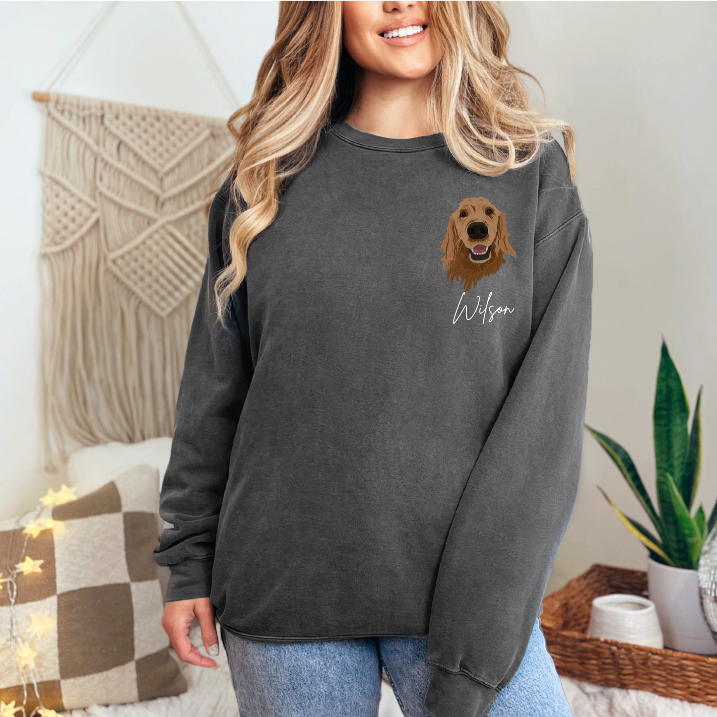 Custom Pet Portrait POCKET graphic crewneck Sweater