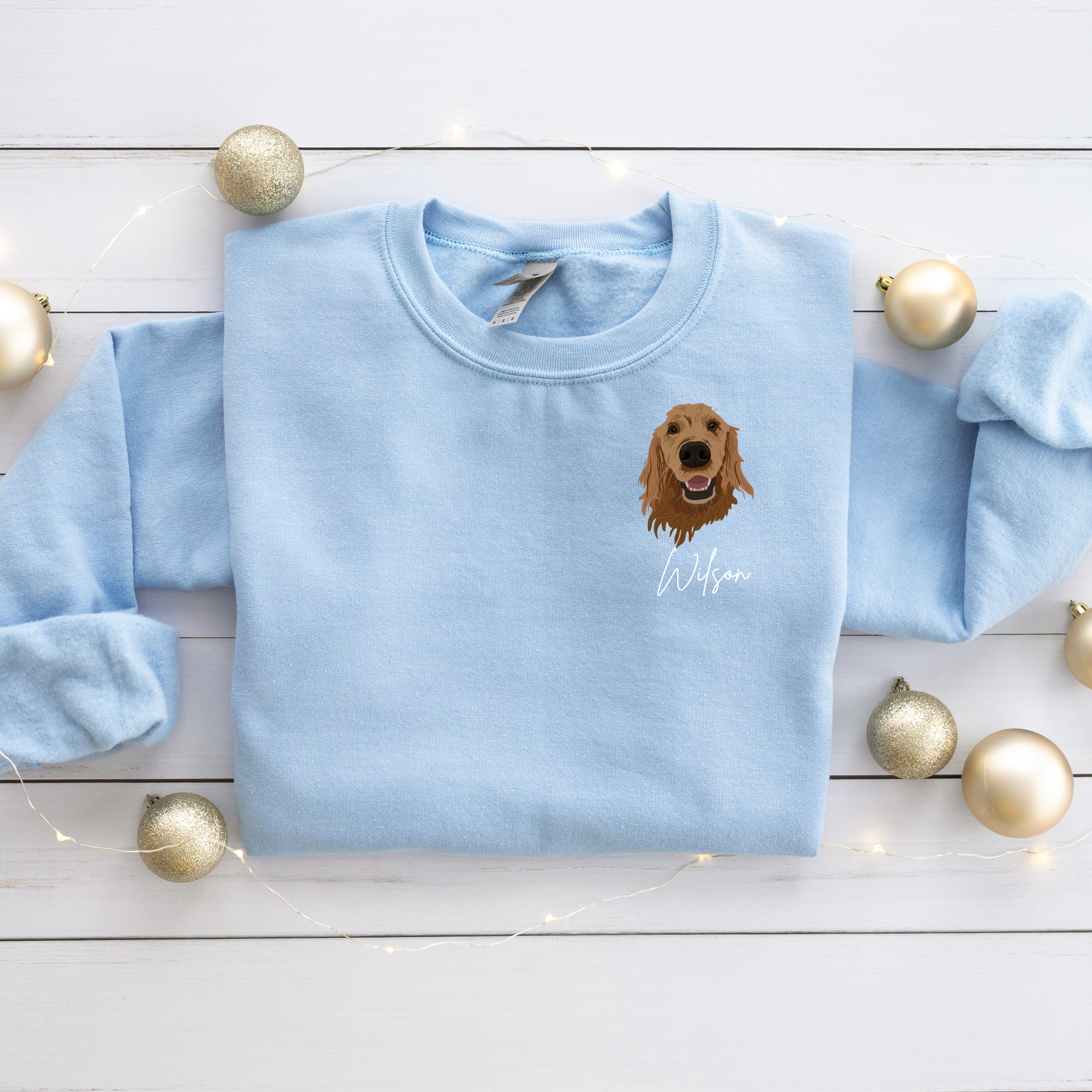 *CUSTOM* Pet Portrait Graphic with Left Pocket Placement Adult Crewneck Sweater