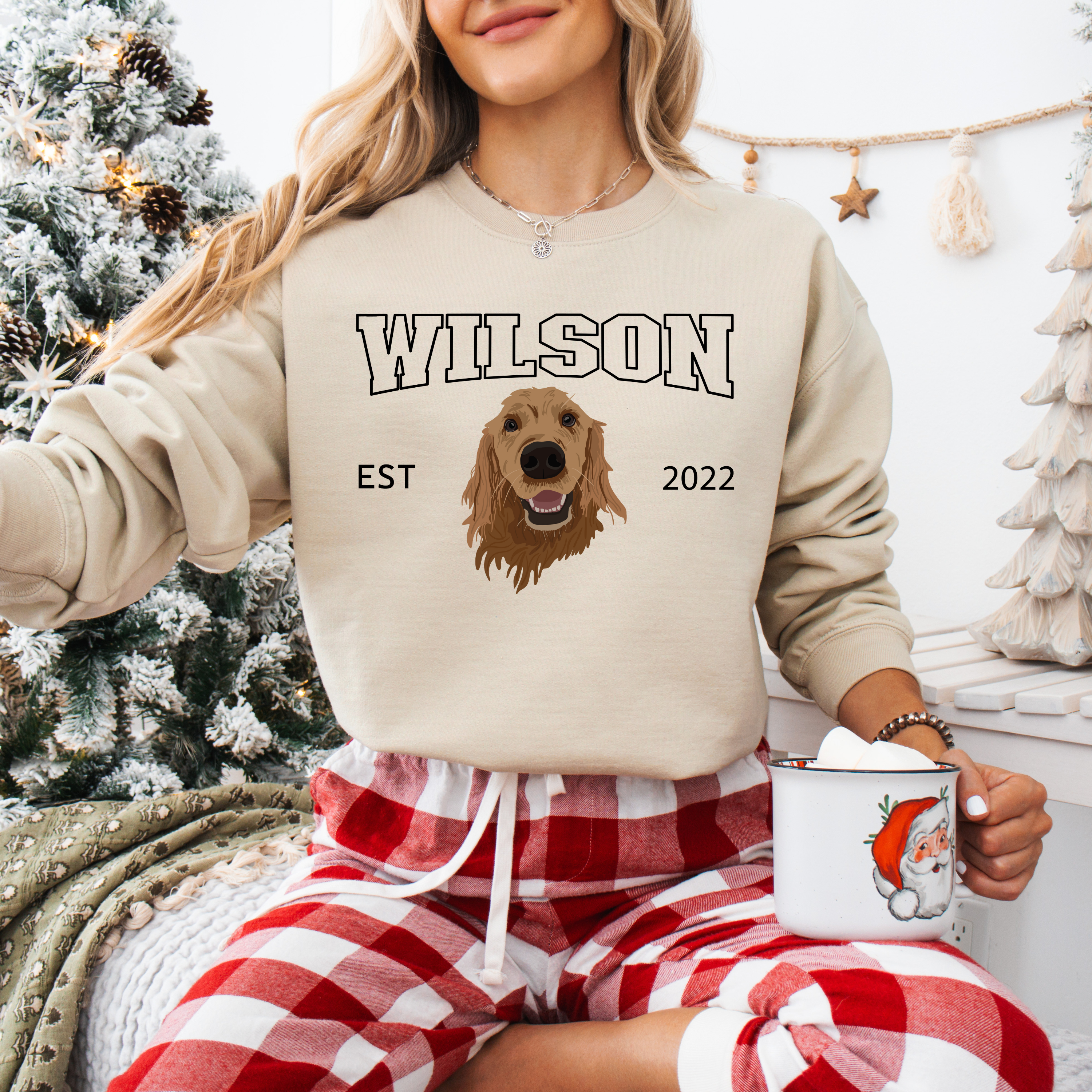 *CUSTOM* Pet Portrait Graphic Varsity Style Adult Crewneck Sweater