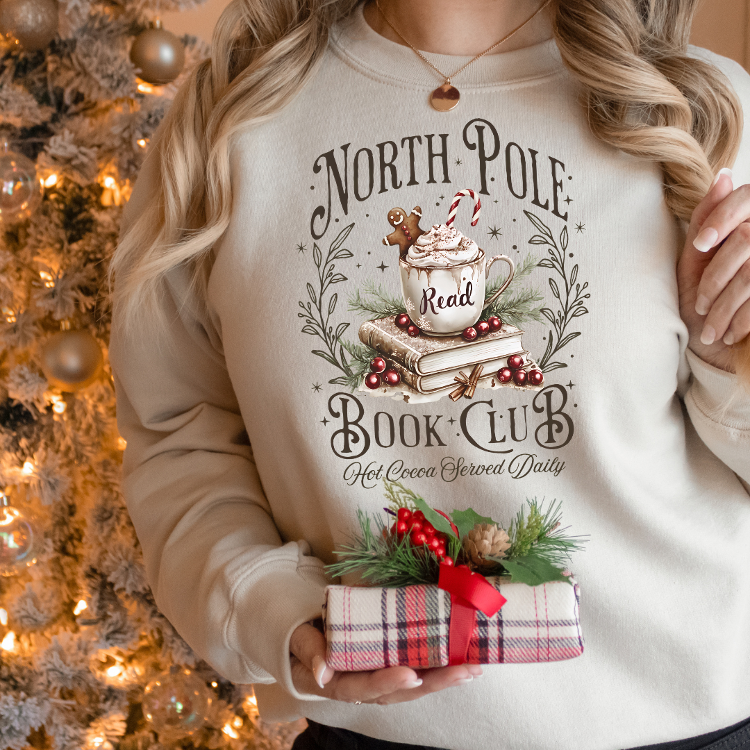 North Pole Book Club Graphic Adult Crewneck Sweater