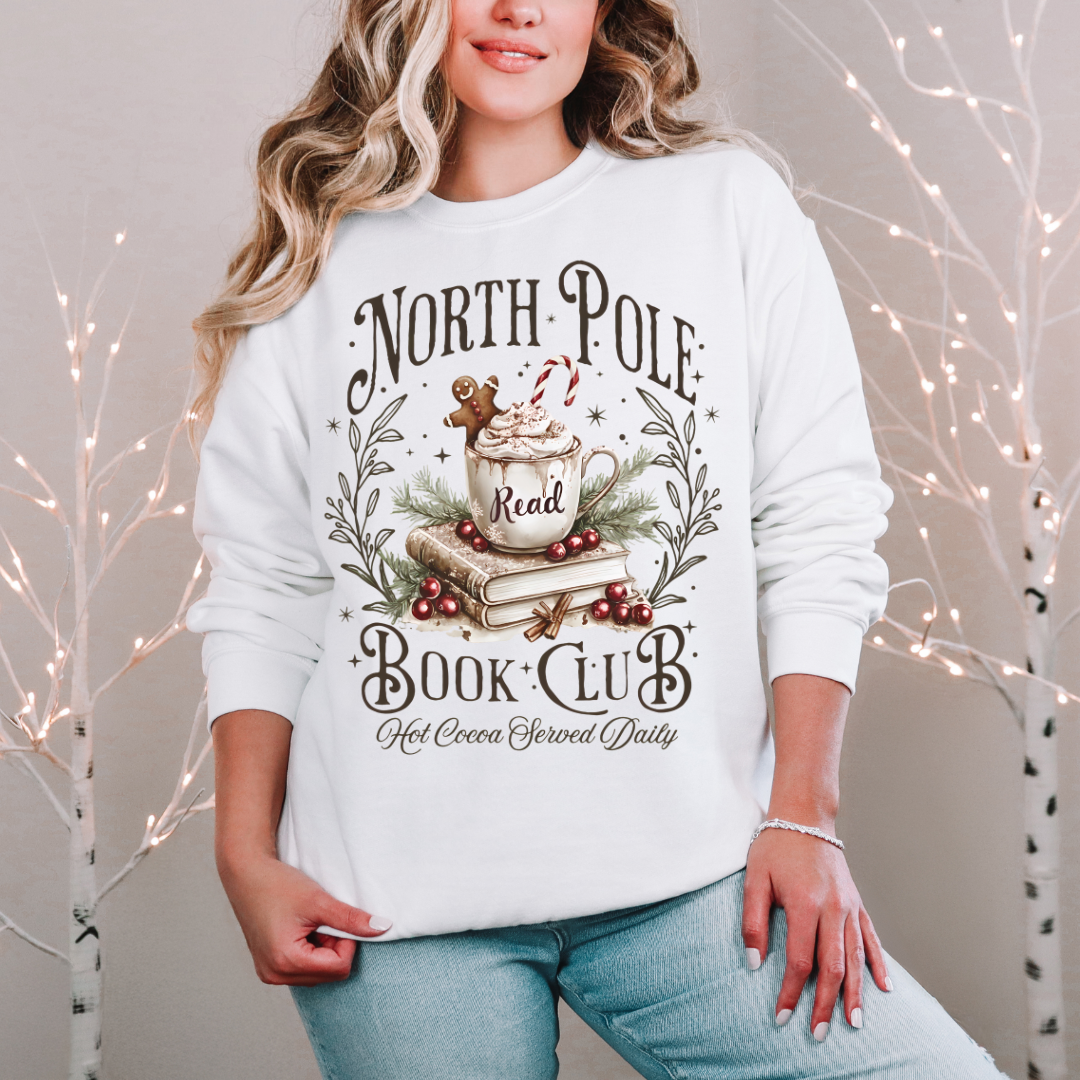 North Pole Book Club Graphic Adult Crewneck Sweater