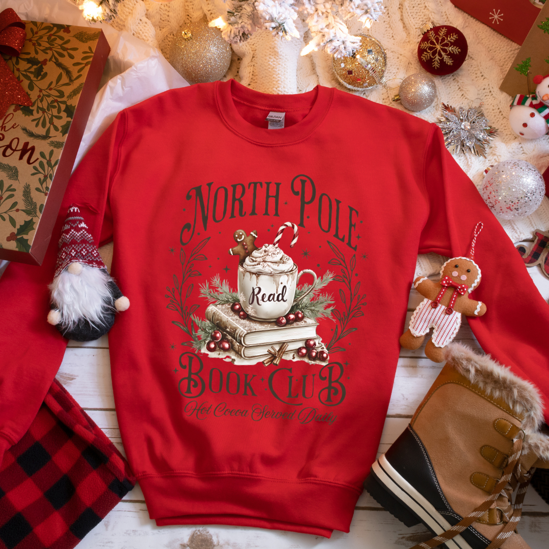 North Pole Book Club Graphic Adult Crewneck Sweater
