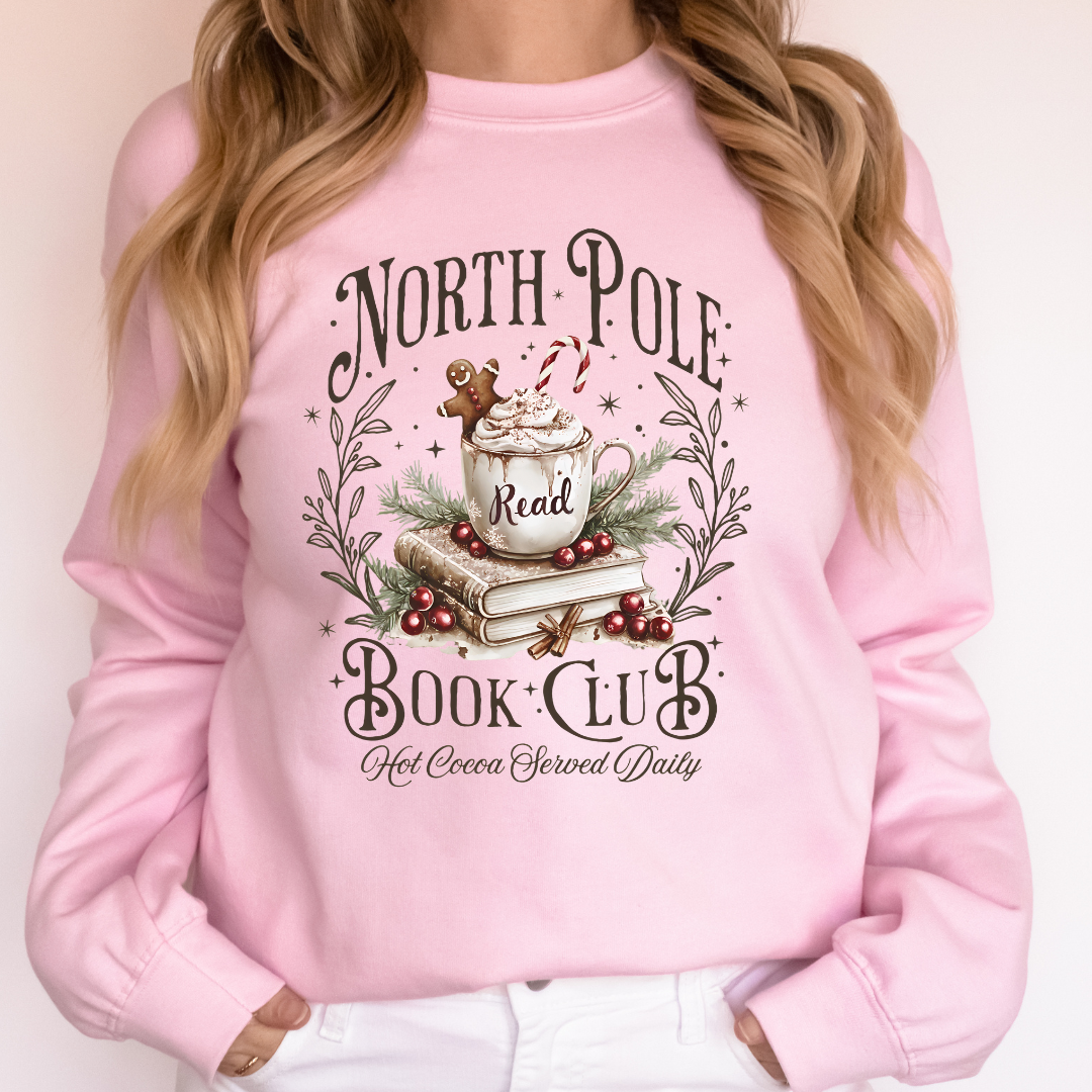 North Pole Book Club Graphic Adult Crewneck Sweater