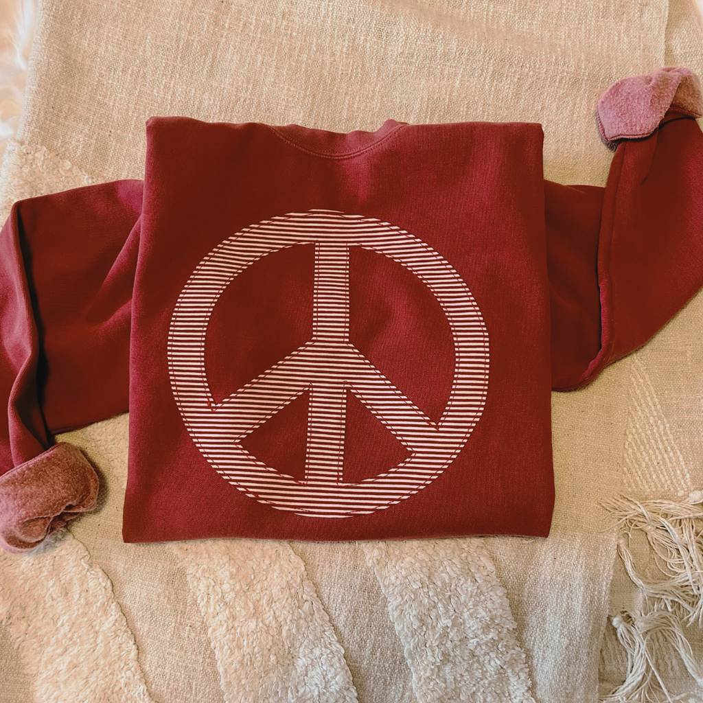 Holiday Peace Hand-Sewn Appliqué Unisex Adult Crewneck Sweater