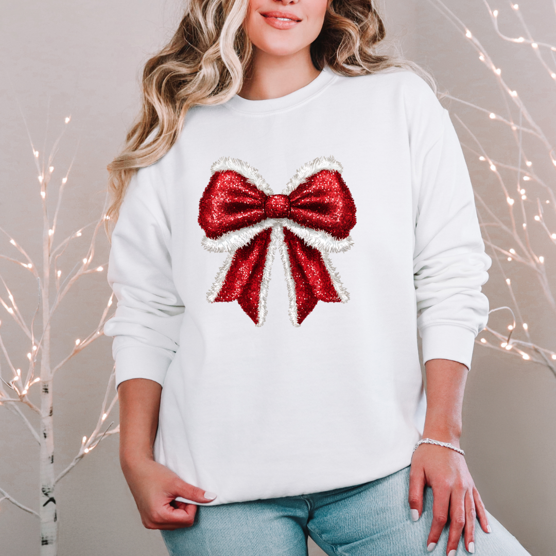 Coquette Santa Bow Graphic Adult Crewneck Sweater