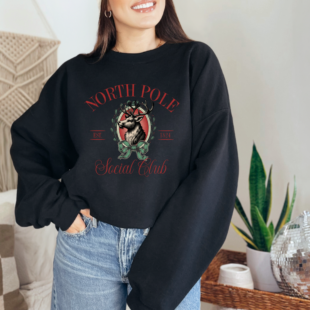 North Pole Social Club Graphic Unisex Adult Crewneck Sweater