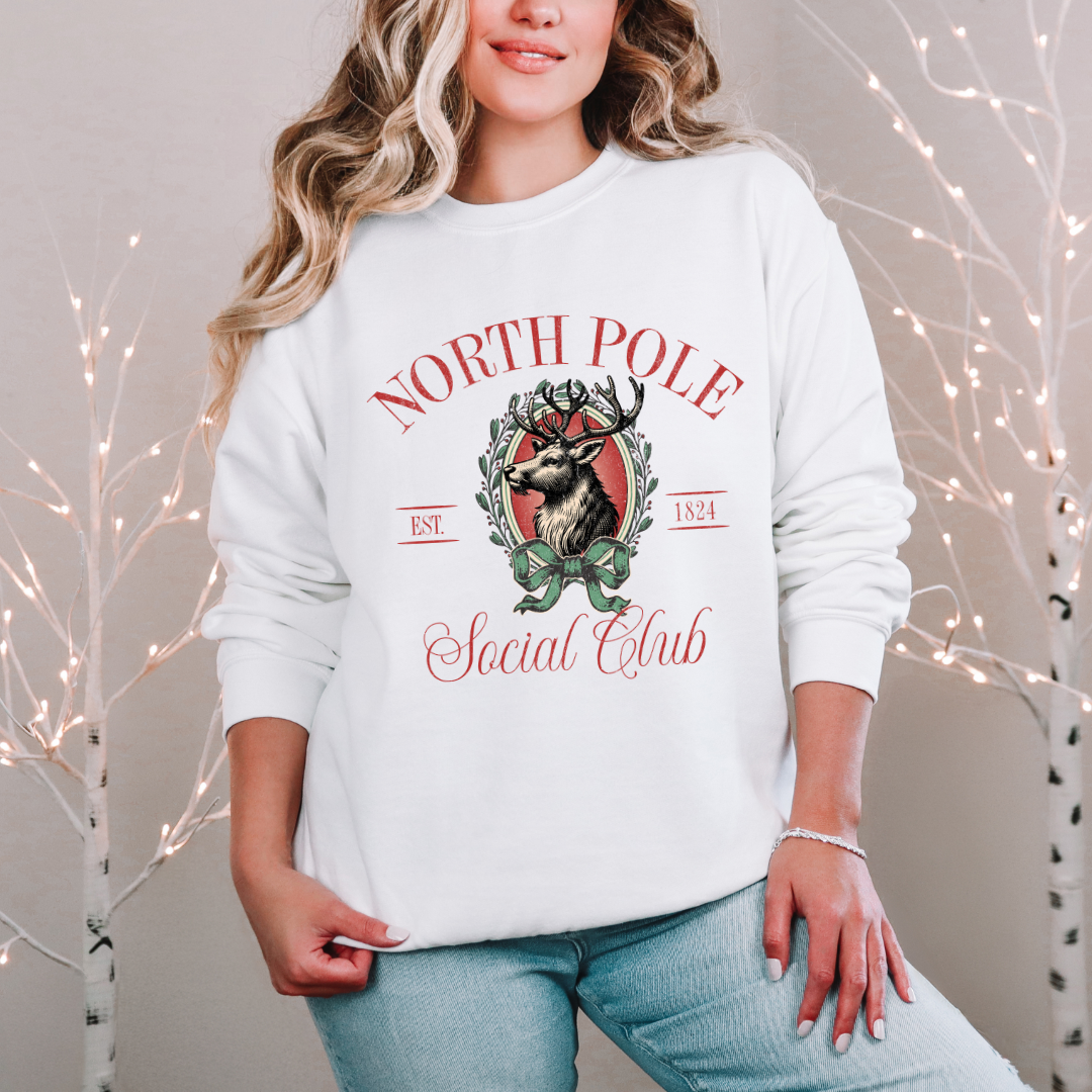 North Pole Social Club Graphic Unisex Adult Crewneck Sweater