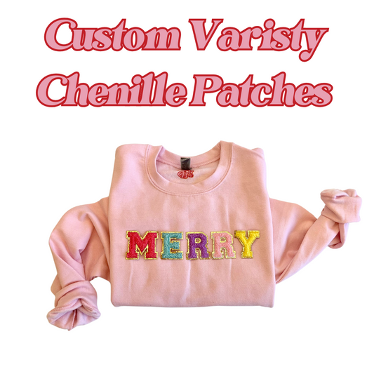 Custom Chenille Letter Crewneck sweater adult and kids