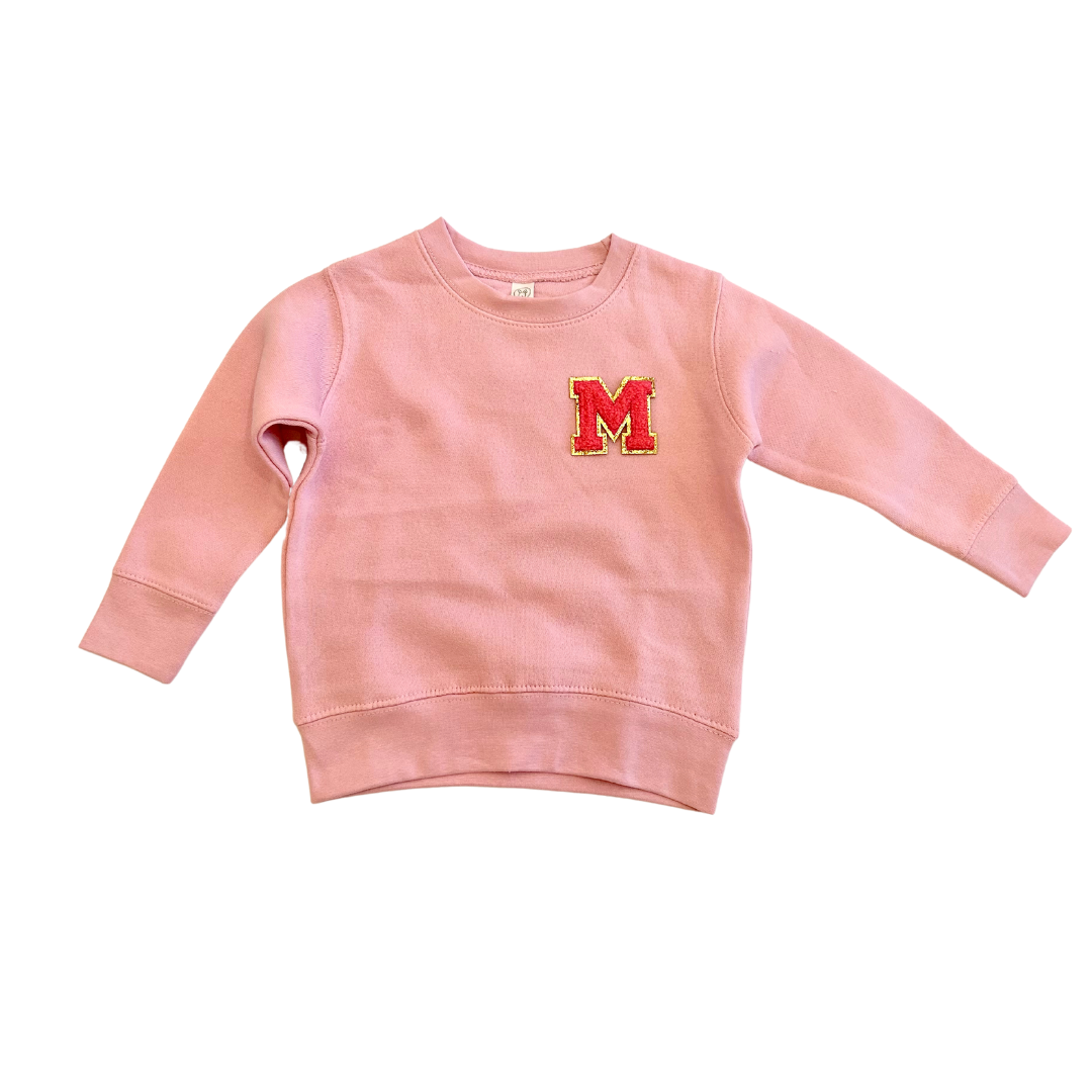 Custom Chenille Letter Crewneck sweater adult and kids
