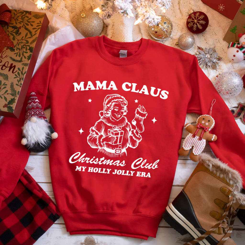 Mama Claus Christmas Club Graphic Unisex Crewneck Sweater