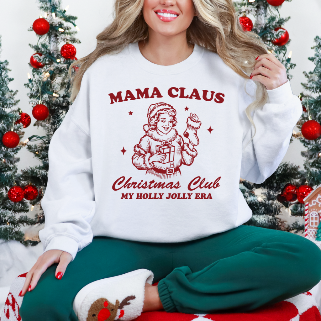 Mama Claus Christmas Club Graphic Unisex Crewneck Sweater