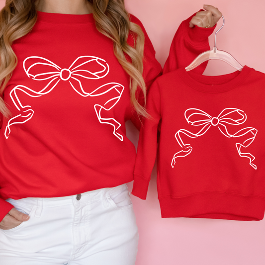 Minimalist Bow graphic Matching Mommy and me crewneck sweaters
