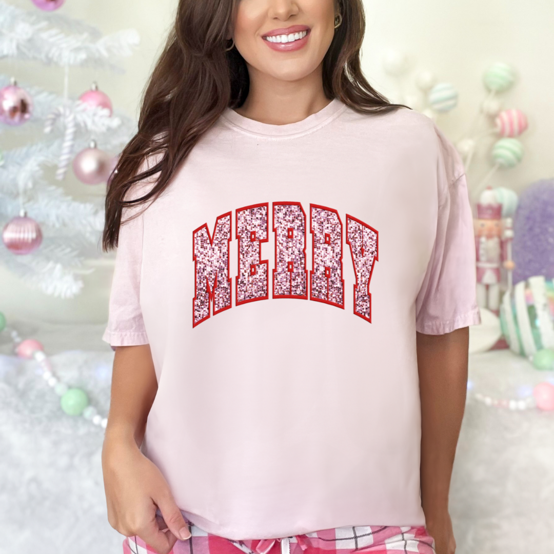 MERRY Varsity Style Graphic Adult T-Shirt