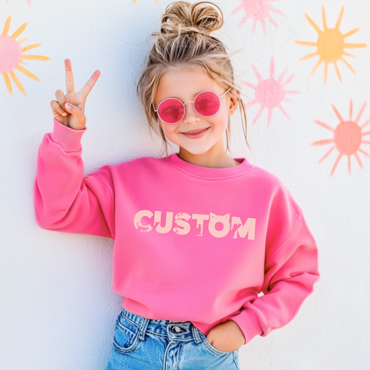 Cat Silhouette Custom name Kids crewneck Sweater