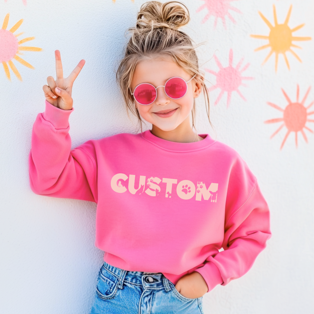 *CUSTOM* Dog Silhouette Name Kids Crewneck Sweater