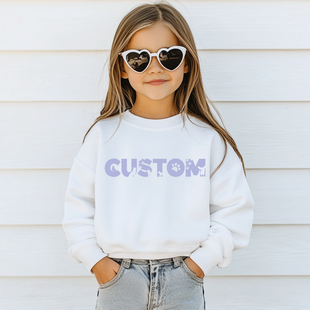 Dog Silhouette Custom name Kids crewneck Sweater