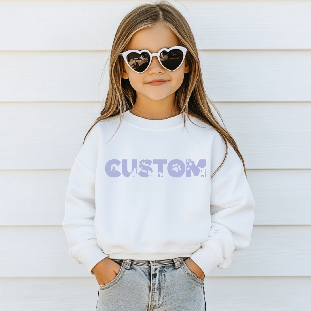 *CUSTOM* Dog Silhouette Name Kids Crewneck Sweater