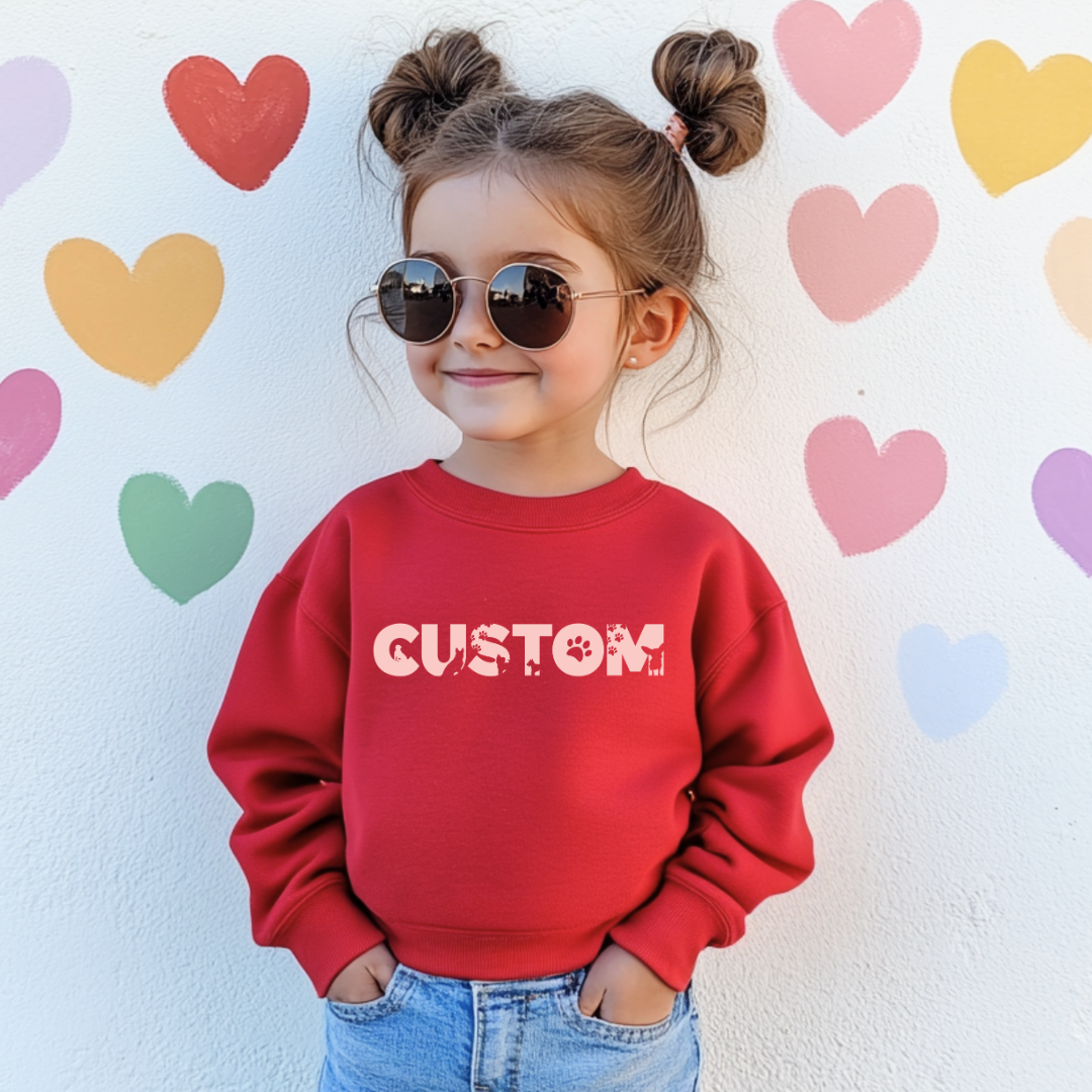 *CUSTOM* Dog Silhouette Name Kids Crewneck Sweater