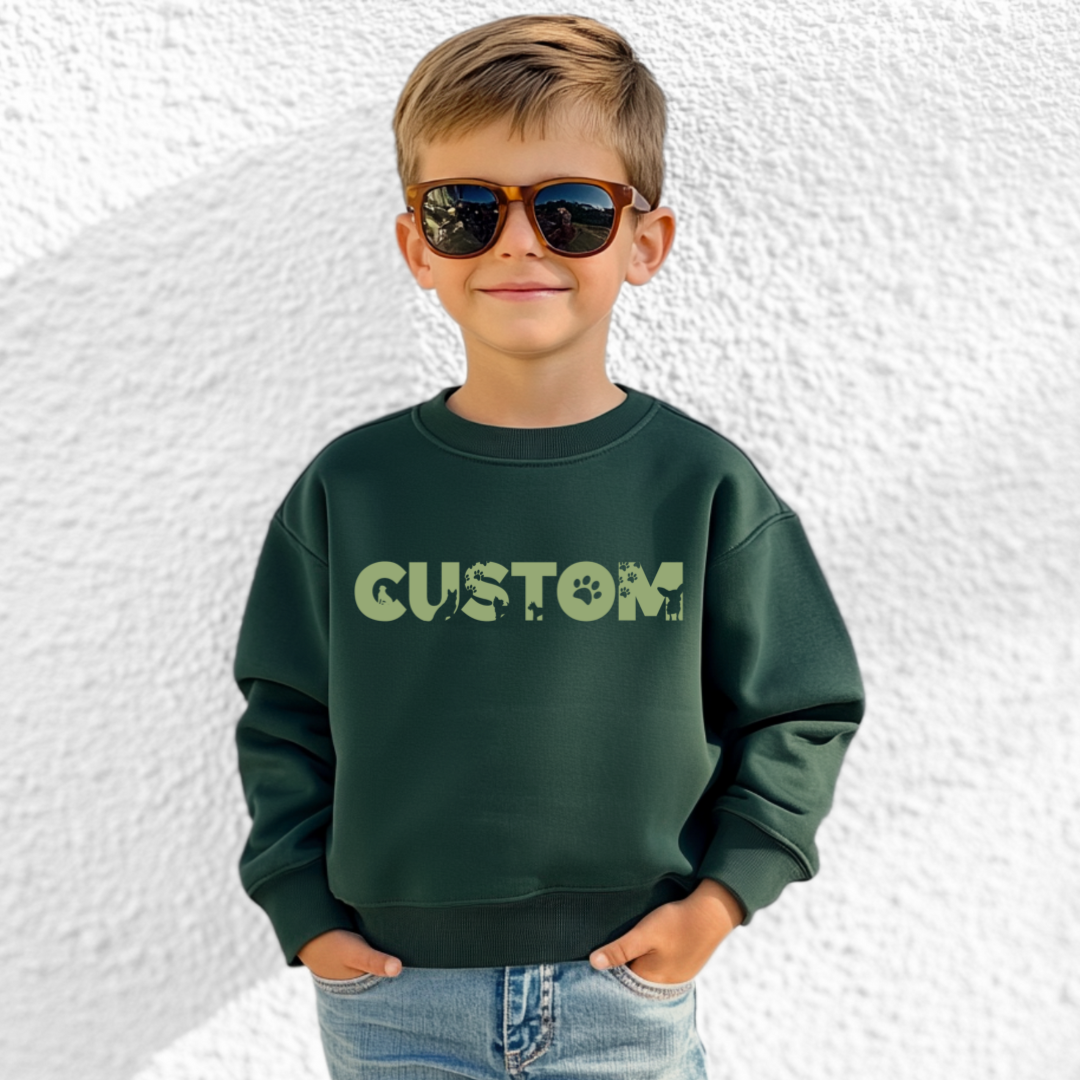 Dog Silhouette Custom name Kids crewneck Sweater