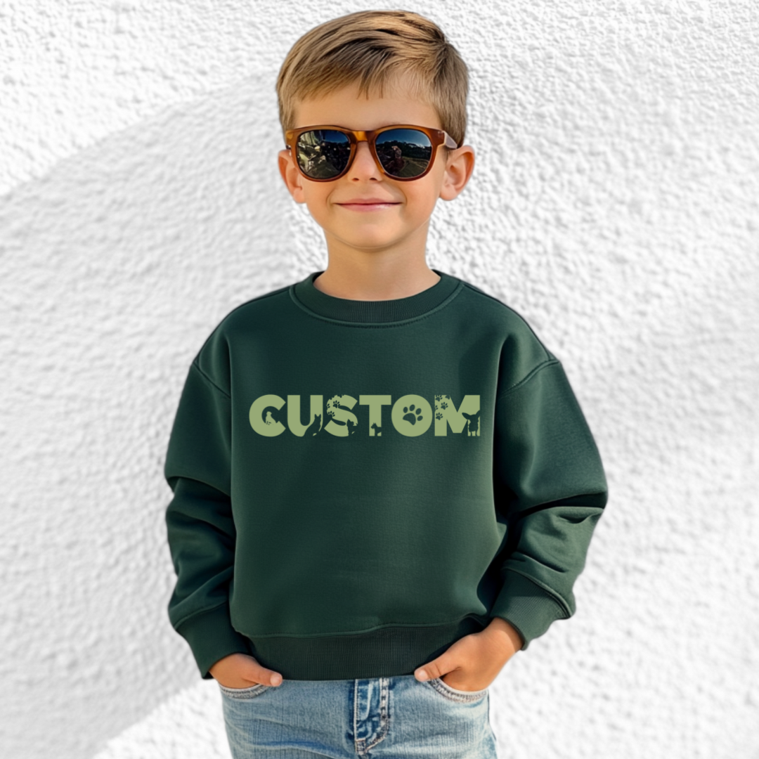 *CUSTOM* Dog Silhouette Name Kids Crewneck Sweater