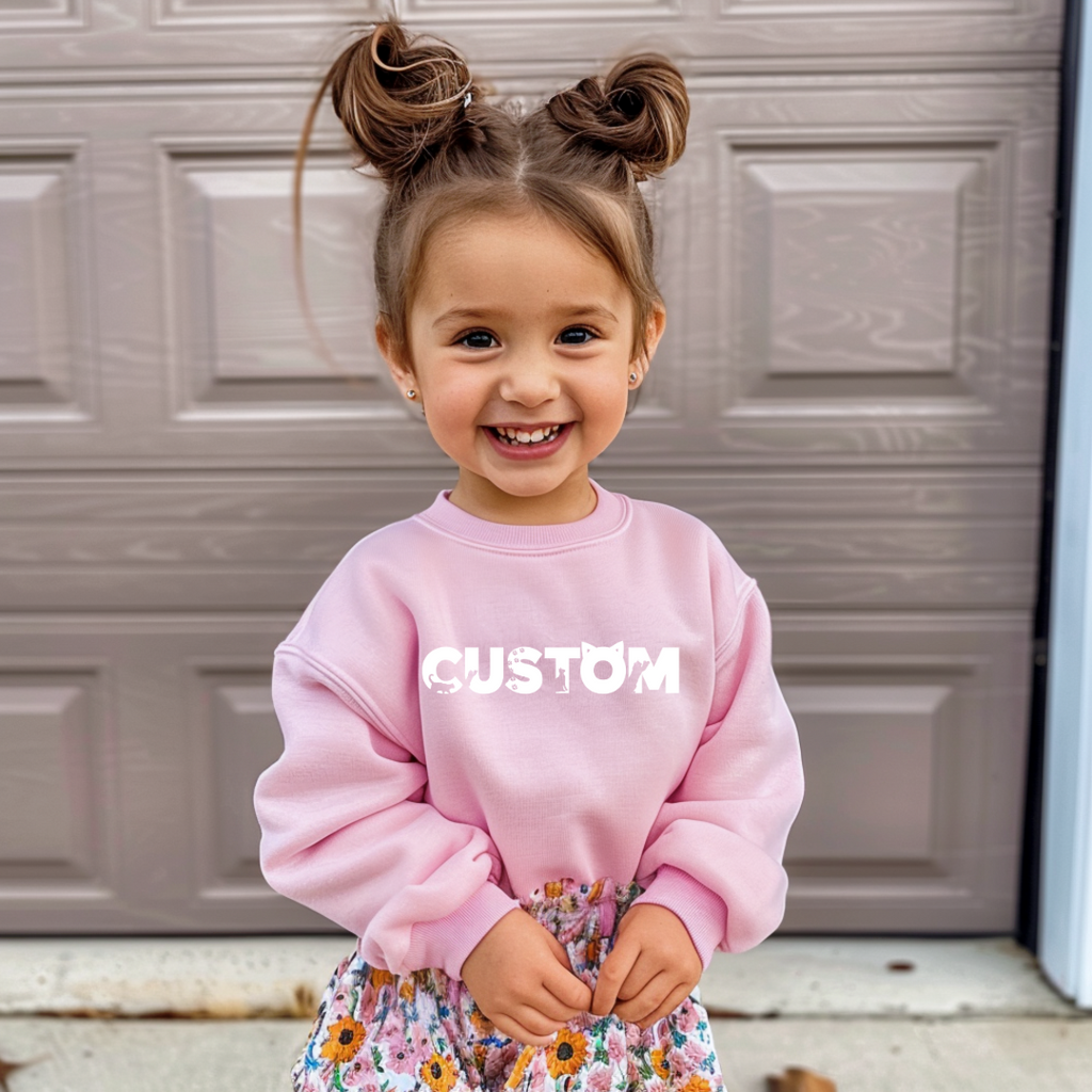 *CUSTOM* Cat Silhouette Name Kids Crewneck Sweater