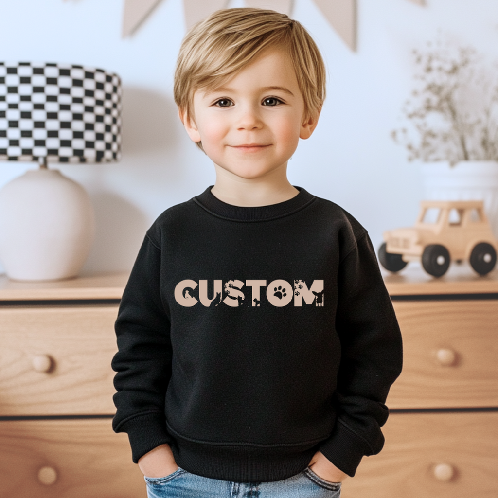 *CUSTOM* Dog Silhouette Name Kids Crewneck Sweater