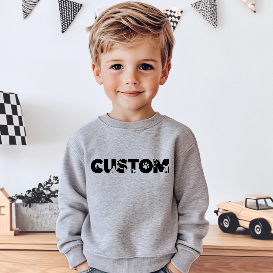 *CUSTOM* Dog Silhouette Name Kids Crewneck Sweater
