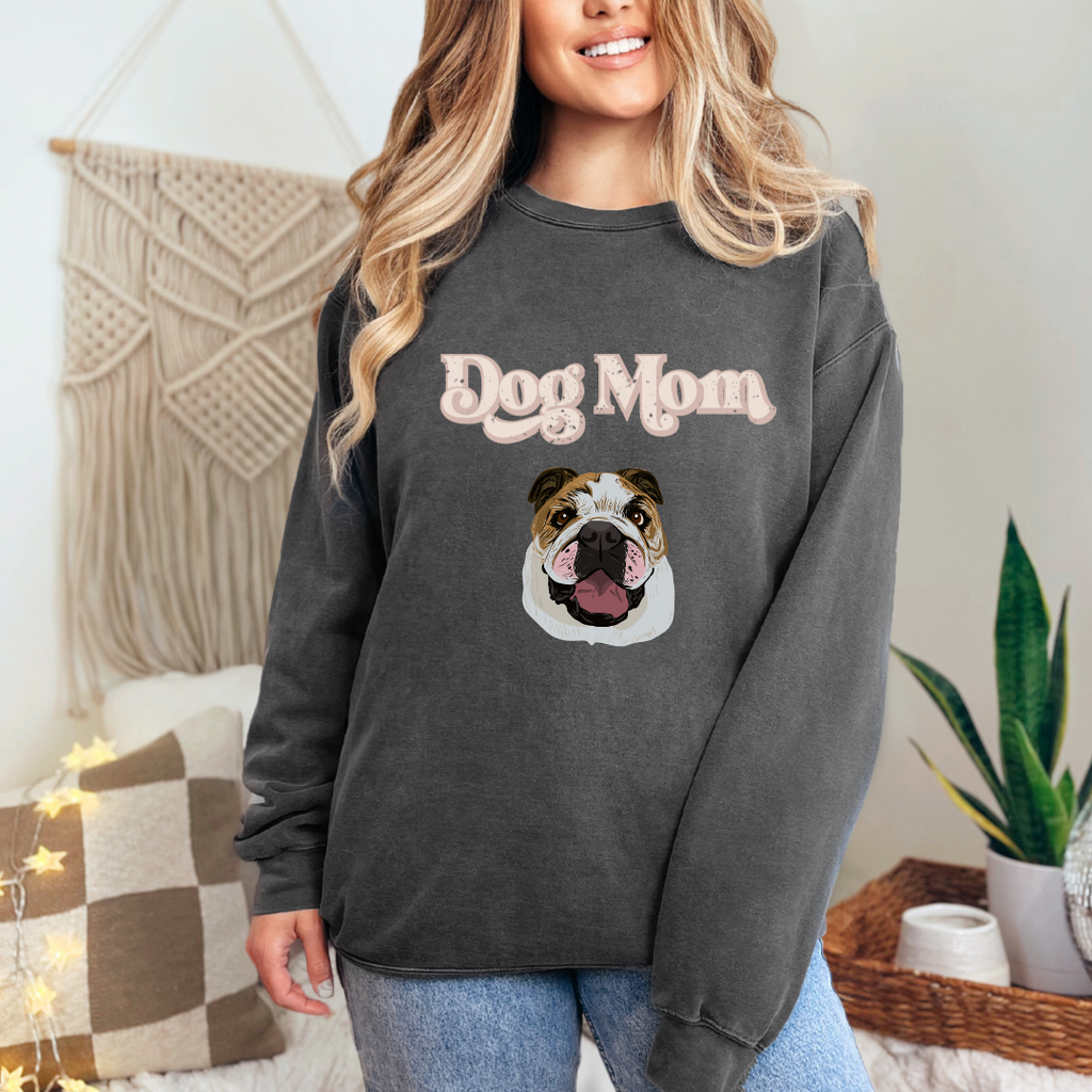 *CUSTOM* "Dog Mom" Hand-Drawn Pet Portrait Crewneck Sweater