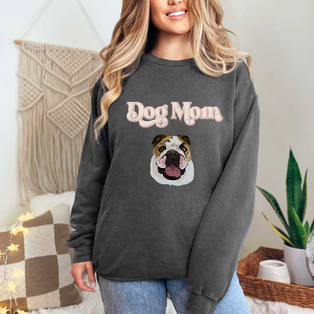 "Dog mom"  Furever Pet collection Custom Pet Portrait graphic crewneck Sweater