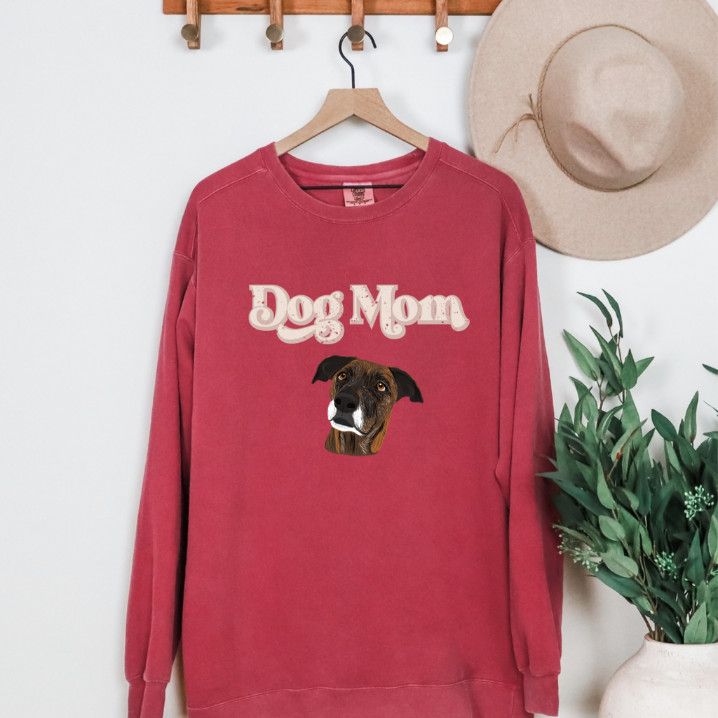 *CUSTOM* "Dog Mom" Hand-Drawn Pet Portrait Crewneck Sweater