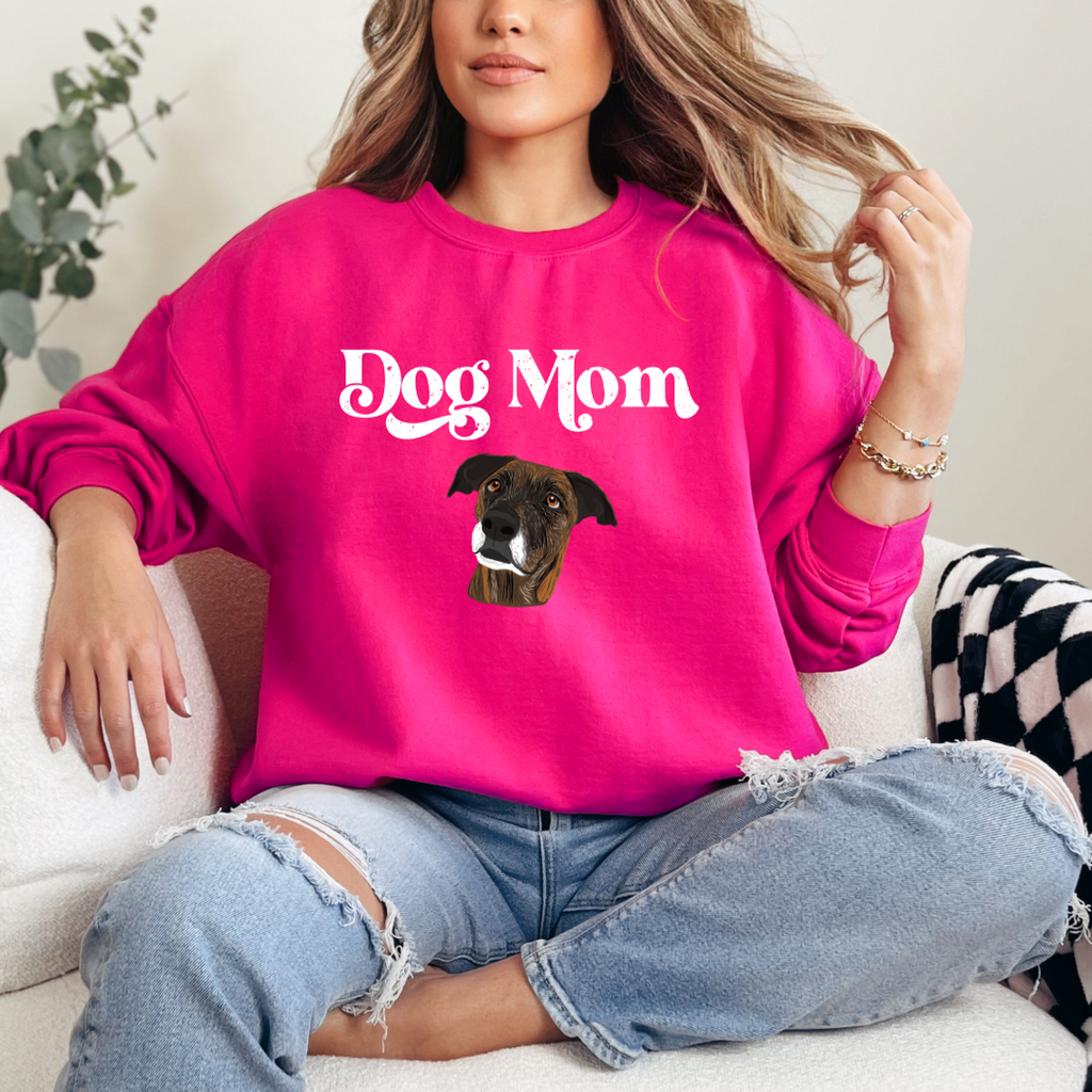 *CUSTOM* "Dog Mom" Hand-Drawn Pet Portrait Crewneck Sweater