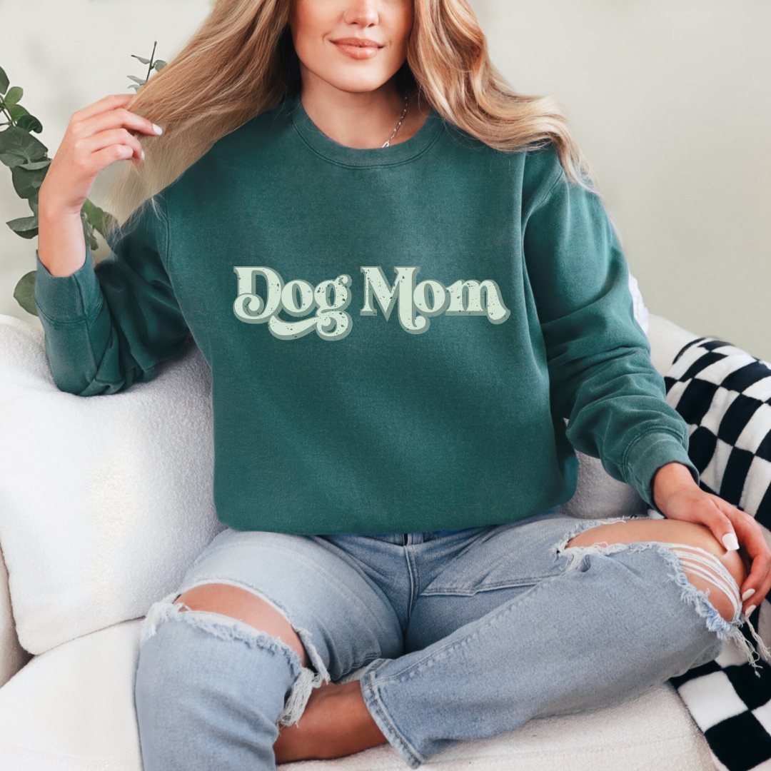 "Dog mom"  Furever Pet collection Custom Pet Portrait graphic crewneck Sweater