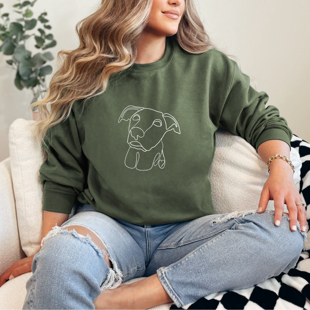 *CUSTOM* One-Line Pet Illustration Adult Crewneck Sweater