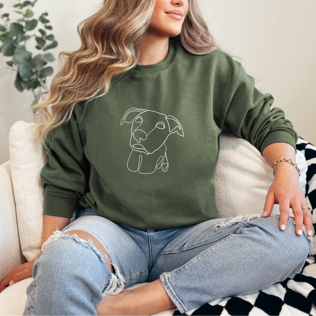 Custom Pet One Line drawing graphic crewneck Sweater( 1 pet)