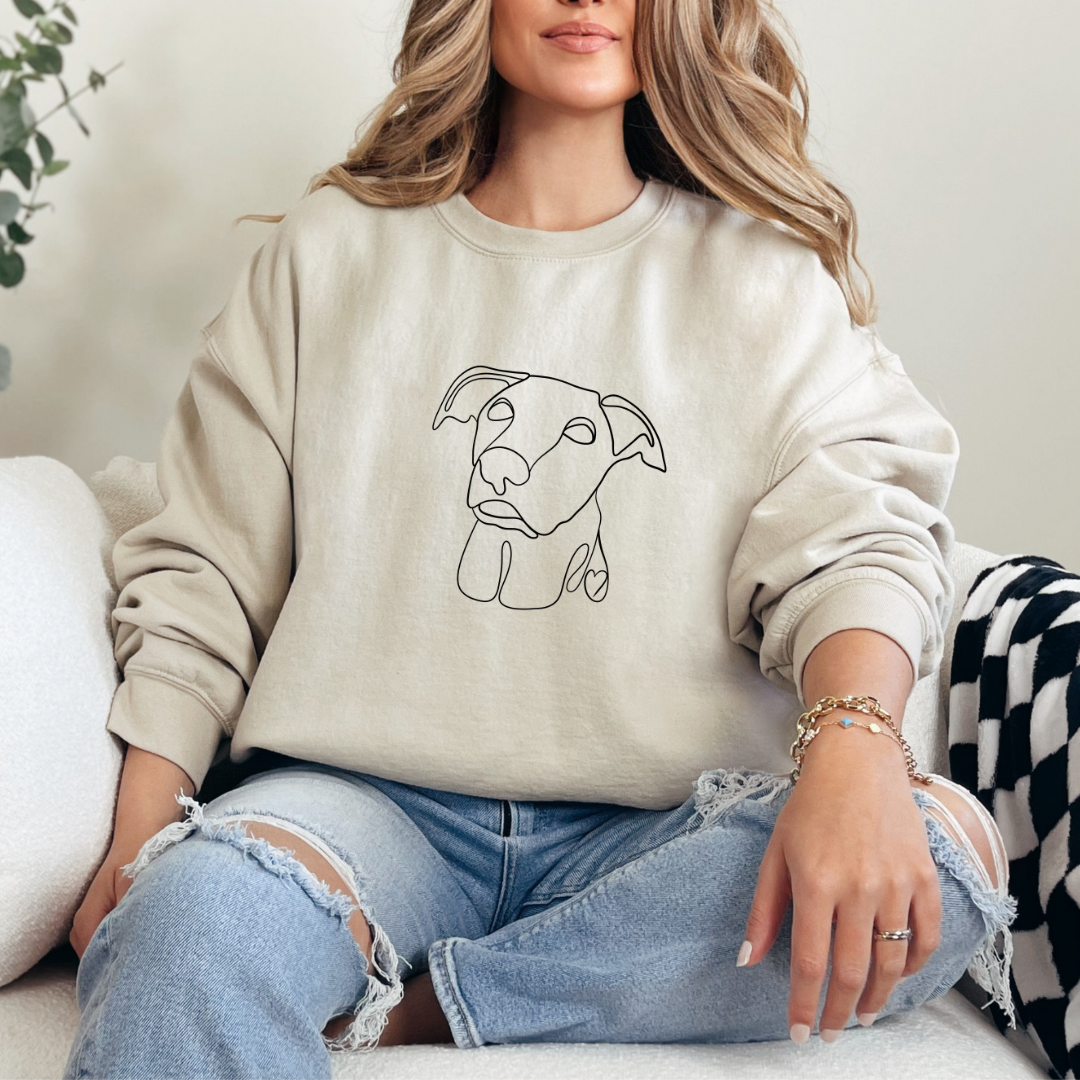 Custom Pet One Line drawing graphic crewneck Sweater( 1 pet)